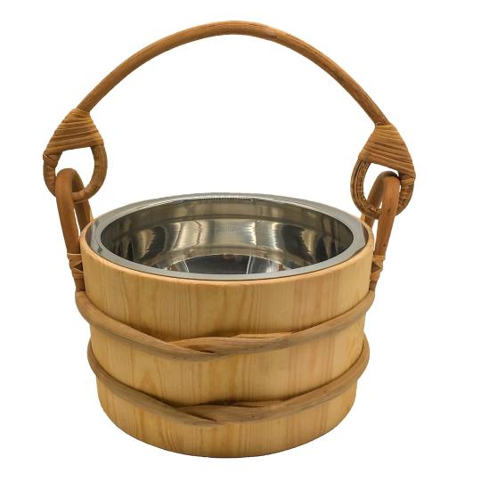 Sauna bucket with stainless steel insert 