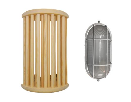 Sauna light cover with sauna lamp 